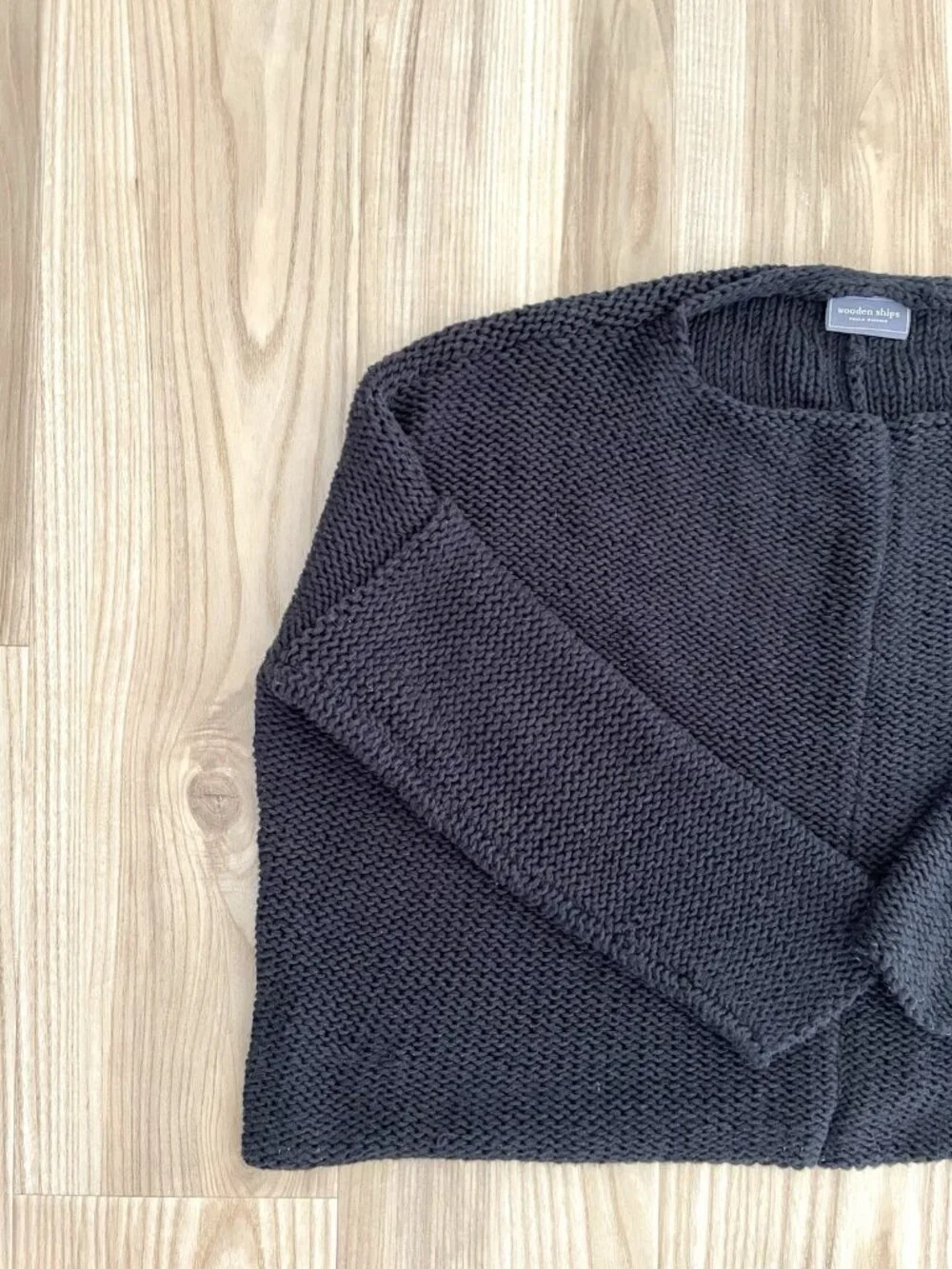 WOODEN SHIPS Open-Knit Chunky Oversized Pull-Over Sweater Classic Black size X/L
